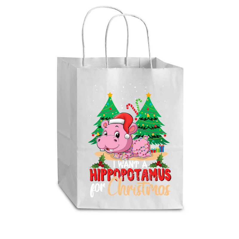 Hippopotamus December 2021 I Want Hippopotamus For Christmas 116 Hippo Cub Paper Bag - 8 X 4 1/2 X 10 1/4 | Artistshot