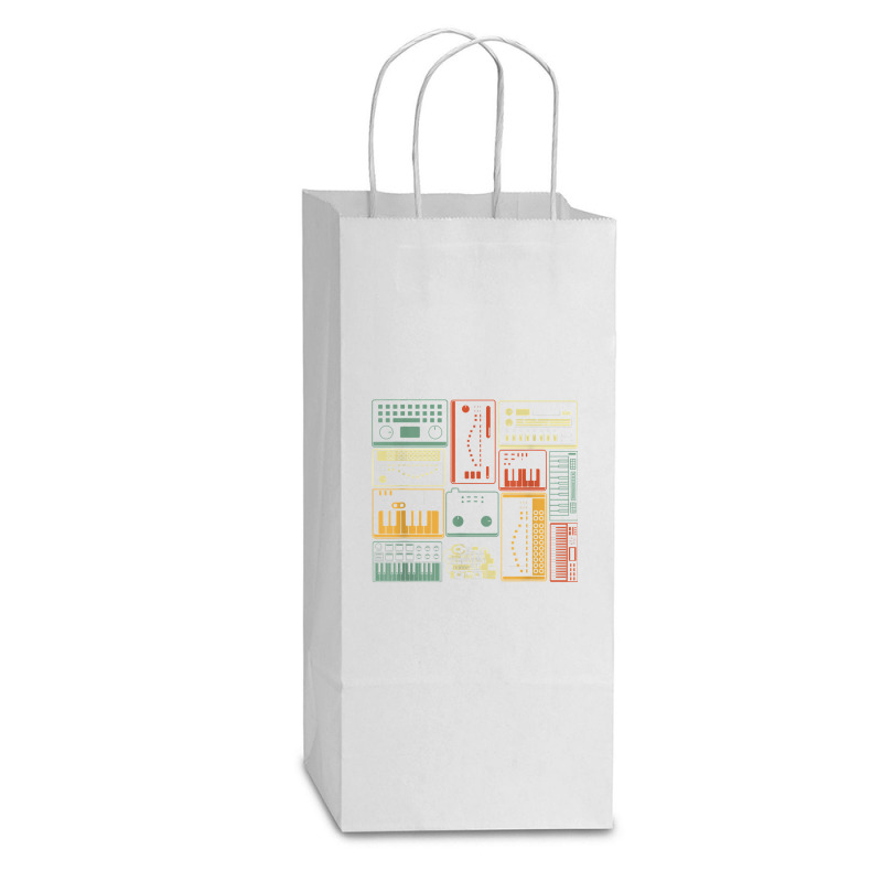 Analog Modular Synthesizer Music Producer Keyboard T Shirt Double Wine Paper Bag - 6 1/2 X 3 1/2 X 12 3/8 | Artistshot