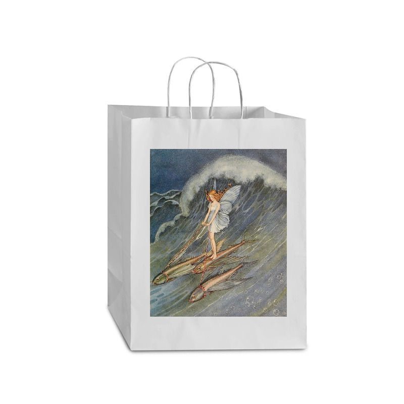 Flower Fairy On A Wave Mart Paper Bag -13 X 7 X 17 | Artistshot