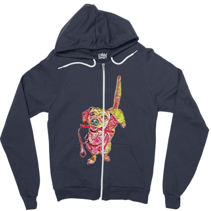 Happy Dog Wagging Tail With L Zipper Hoodie | Artistshot