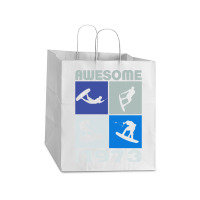 Awesome Since 1973. Wakeboard Lifestyle Long Sleeve T Shirt Take Out Paper Bag - 14 X 10 X 15 1/2 | Artistshot