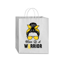 Childhood Cancer  Awareness Mom Of A Warrior Messy Bun Traveler Paper Bag -13 X 6 X 15 3/4 | Artistshot