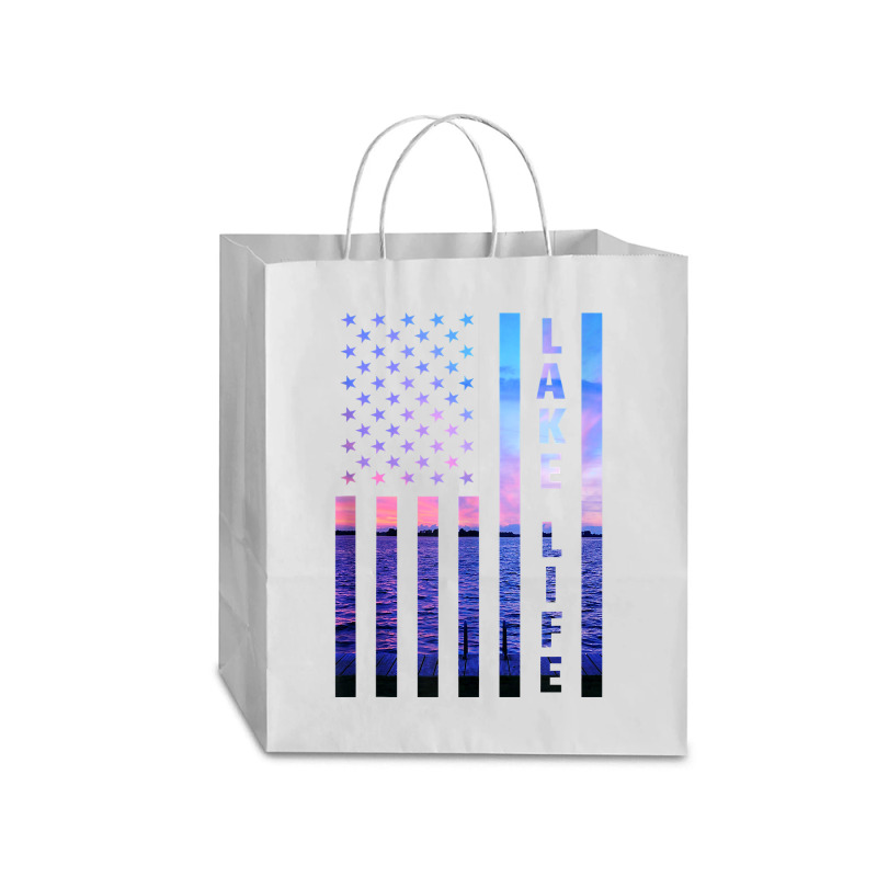 Lake Life American Flag Dock Sunset Wakeboarder Power Boat Tank Top Traveler Paper Bag -13 X 6 X 15 3/4 | Artistshot