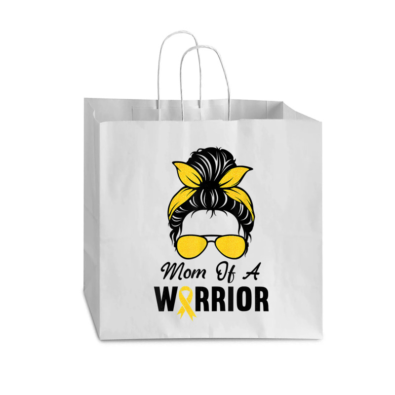 Childhood Cancer  Awareness Mom Of A Warrior Messy Bun Vogue Paper Bag - 16 X 6 X 12 | Artistshot