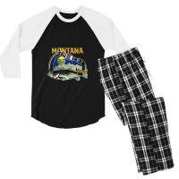 Retro Carabiner Montana Fishing Tank Top Men's 3/4 Sleeve Pajama Set | Artistshot