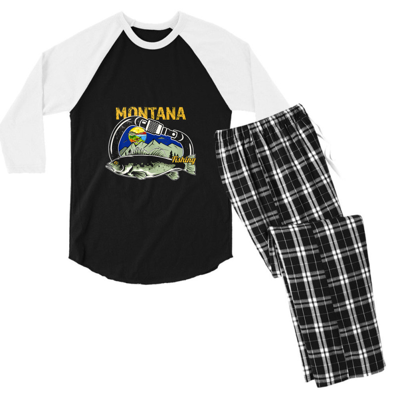 Retro Carabiner Montana Fishing Tank Top Men's 3/4 Sleeve Pajama Set | Artistshot