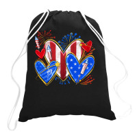 4th Of July Hearts Drawstring Bags | Artistshot