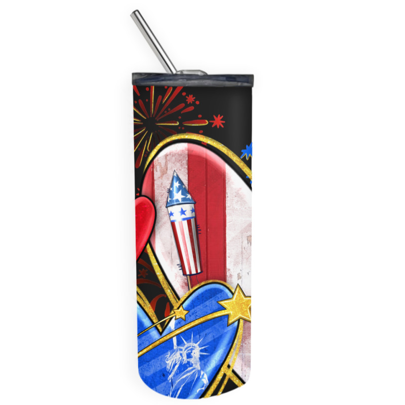 4th Of July Hearts Skinny Tumbler | Artistshot