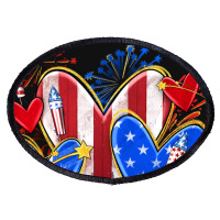 4th Of July Hearts Oval Patch | Artistshot