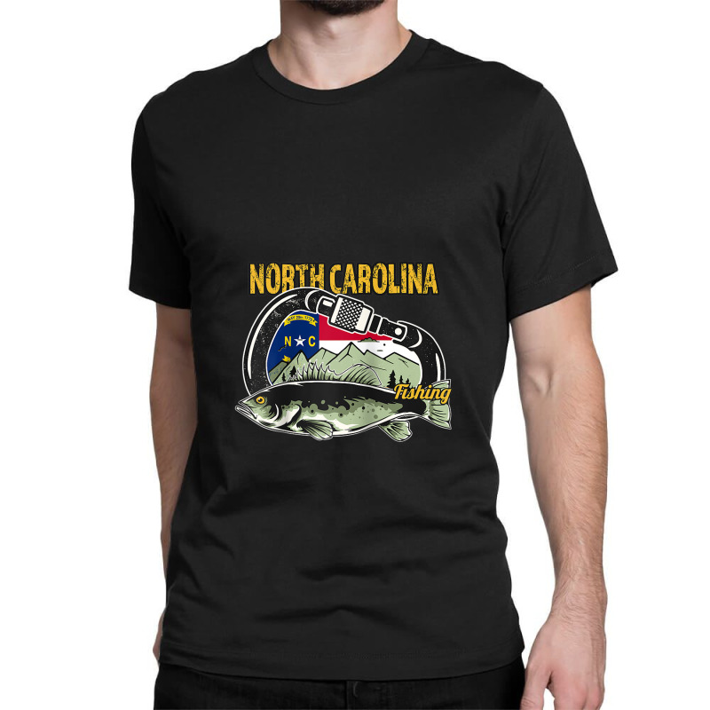 Retro Carabiner North Carolina Fishing Raglan Baseball Tee Classic T-shirt | Artistshot