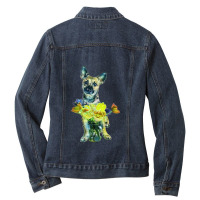 Cute Dog With Glass Jar Fille Ladies Denim Jacket | Artistshot