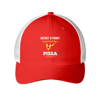 District Attorney Powered By Pizza Funny Gift Mesh Cap | Artistshot