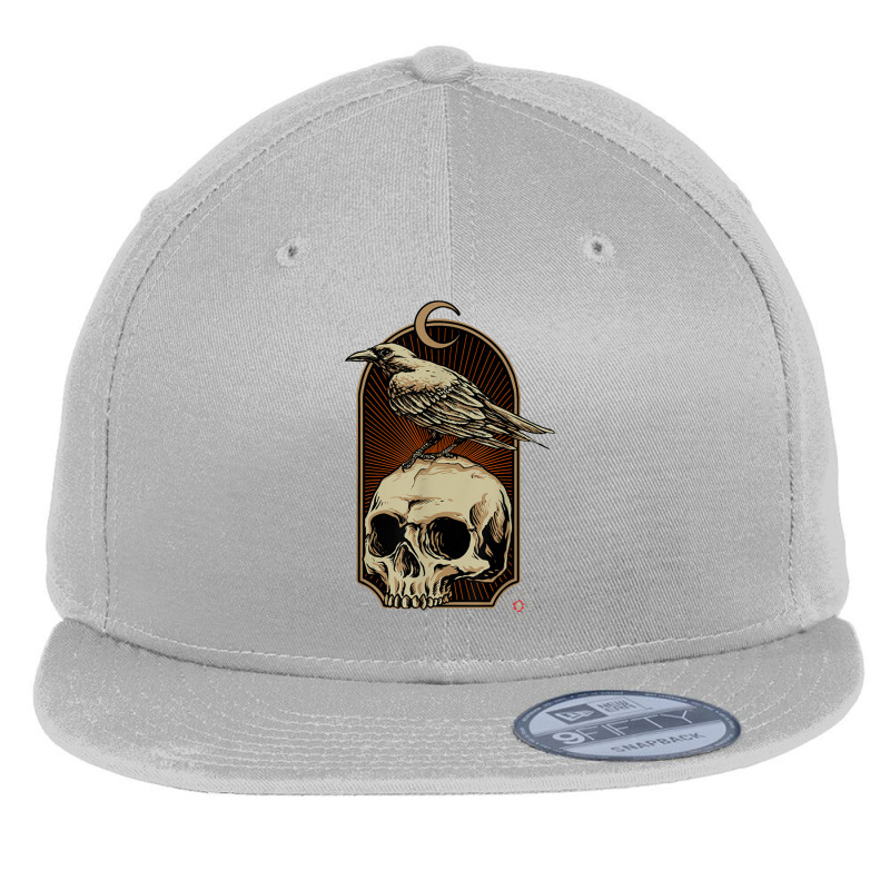 Edgar Allan Poe Nevermore Skull And Raven Memento Mori Flat Bill Snapback Cap | Artistshot