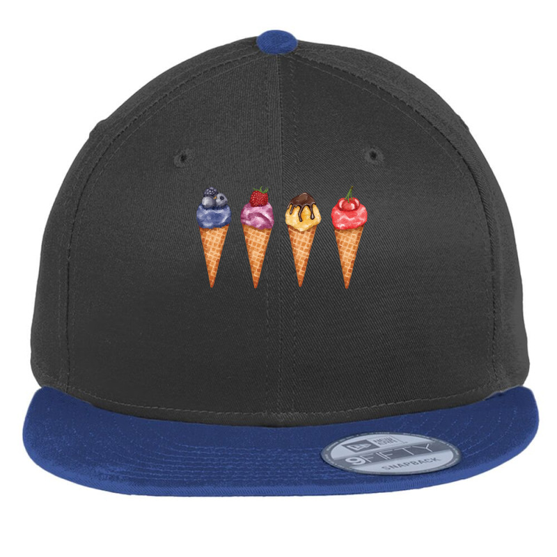 Assorted Ice Cream Cones T  Shirt Assorted Ice Cream Cones Set   Blueb Flat Bill Snapback Cap by thymeartiste | Artistshot