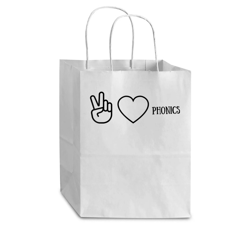 Peace Love Phonics 4 Teachers, Reading Specialist T Shirt Cub Paper Bag - 8 X 4 1/2 X 10 1/4 | Artistshot