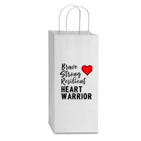 Heart Warrior Chd Awareness Brave Strong Resilient Shirt T Shirt Double Wine Paper Bag - 6 1/2 X 3 1/2 X 12 3/8 | Artistshot