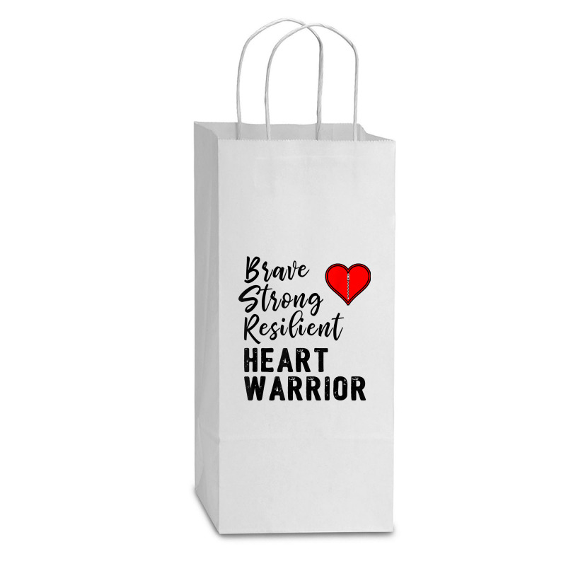 Heart Warrior Chd Awareness Brave Strong Resilient Shirt T Shirt Double Wine Paper Bag - 6 1/2 X 3 1/2 X 12 3/8 | Artistshot