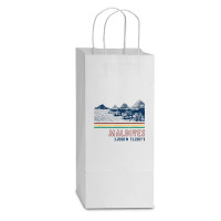 Maldives Bungalow Villas Retro T Shirt Double Wine Paper Bag - 6 1/2 X 3 1/2 X 12 3/8 | Artistshot