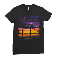 Palm Trees T  Shirt A Beautiful Painting That Shows The Atmosphere Of Ladies Fitted T-shirt | Artistshot