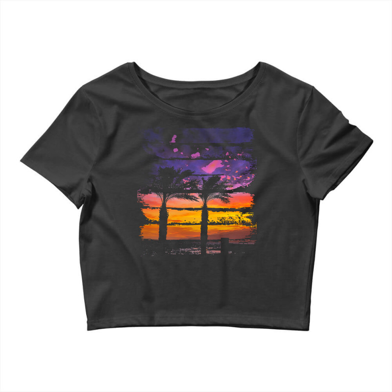 Palm Trees T  Shirt A Beautiful Painting That Shows The Atmosphere Of Crop Top by halfahull | Artistshot