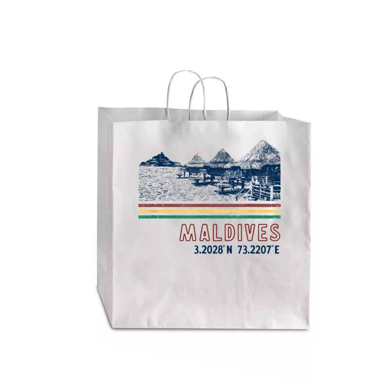 Maldives Bungalow Villas Retro T Shirt Jumbo Paper Bag - 18 X 7 X 18 3/4 | Artistshot