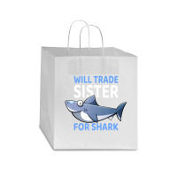 Will Trade Sister For Shark I Shark Fish I Kids Shark Star Paper Bag - 13 X 7 X 13 | Artistshot