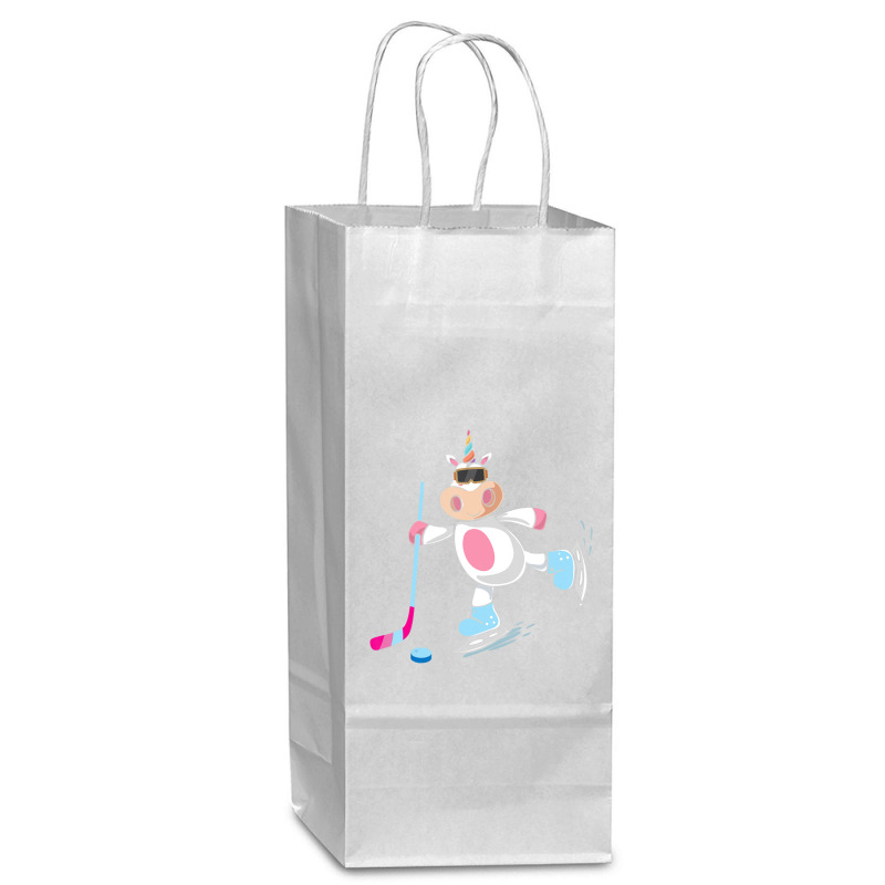 Unicorn Ice Hockey Player Kid Magical Animal Lover Wine Paper Bag - 5 1/2 X 3 1/4 X 13 | Artistshot