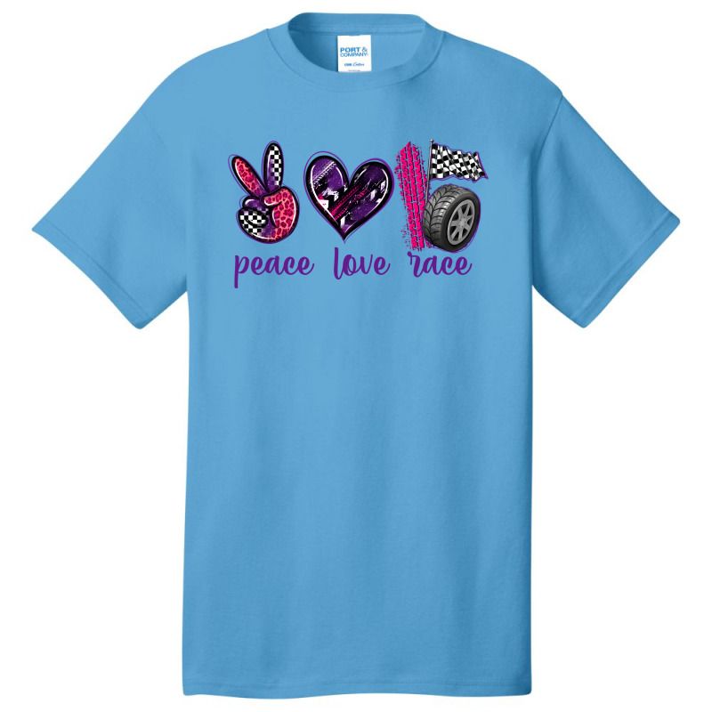 Peace Love Race Basic T-shirt by texasbilliewilder | Artistshot