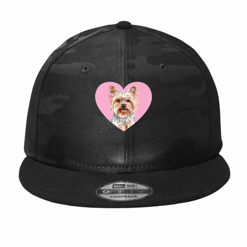 Yorkshire Terrier Valentines Day Pink Heart Yorkie Dog Lover Premium T Camo Snapback by NatalieRoseHeinz | Artistshot