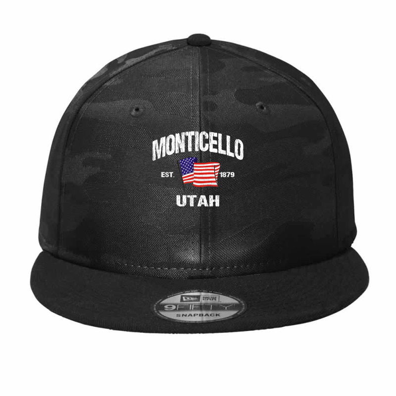 Monticello Utah Ut Usa Stars & Stripes Vintage Style Camo Snapback by PhoebeHaggett | Artistshot