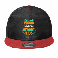 Proud School Teacher Bilingual Kids T Shirt Camo Snapback | Artistshot