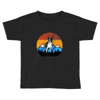 Retro Vintage Boston Terrier Sunset Mountains Distressed Raglan Baseba Toddler T-shirt | Artistshot