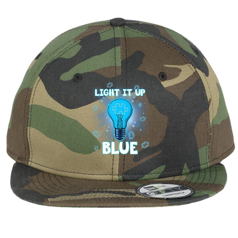 Light It Up Blue Autism I Wear Blue For Awareness Flat Bill Snapback Cap by LeiThompson | Artistshot