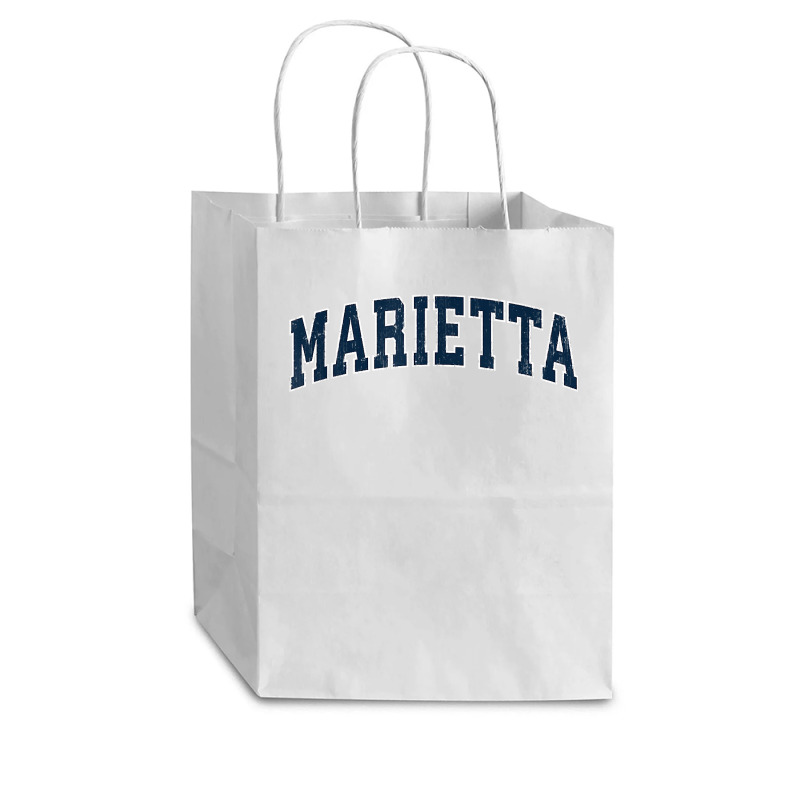 Marietta Georgia Ga Vintage Sports Design Navy Design T Shirt Cub Paper Bag - 8 X 4 1/2 X 10 1/4 | Artistshot