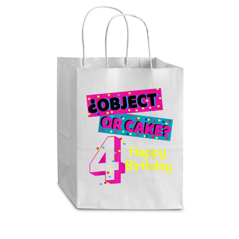 Object Or Cake Happy Birthday 4 Family Celebrate Confetti T Shirt Cub Paper Bag - 8 X 4 1/2 X 10 1/4 | Artistshot