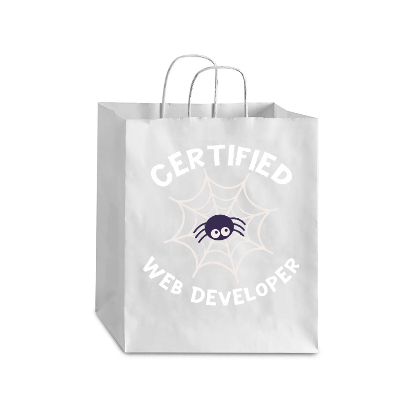 Halloween T  Shirt Certified Web Developer Halloween Spider In Web Tec Debie Paper Bag - 10 X 5 X 13 | Artistshot