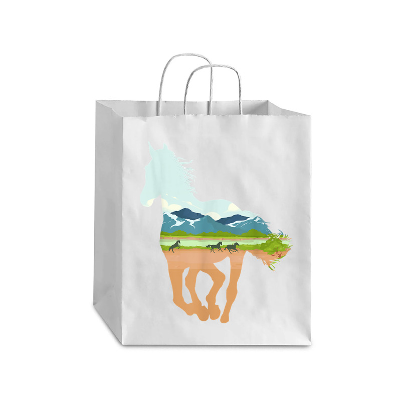 Horse Print With Landscape Horse Lover, Animal Horse Debie Paper Bag - 10 X 5 X 13 | Artistshot