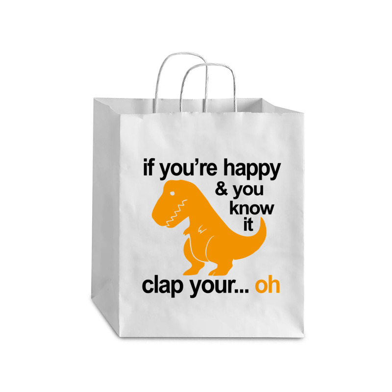 T Rex Clap Your Hands Debie Paper Bag - 10 X 5 X 13 | Artistshot