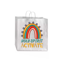 Holy Spirit Activate   Funny Christian Religious T Shirt Jumbo Paper Bag - 18 X 7 X 18 3/4 | Artistshot