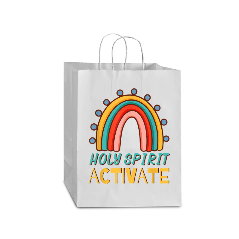 Holy Spirit Activate   Funny Christian Religious T Shirt Mart Paper Bag -13 X 7 X 17 | Artistshot