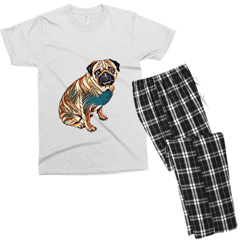 Dog - Pug Breed Sitting On Wh Men's T-shirt Pajama Set | Artistshot