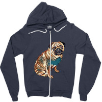 Dog - Pug Breed Sitting On Wh Zipper Hoodie | Artistshot