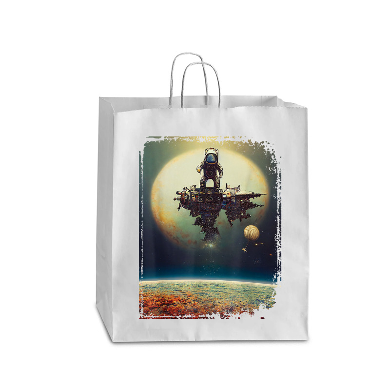 Astronaut Stranded On A Destroyed Space Station Solar System T Shirt Queen Paper Bag - 16 X 6 X 19 1/4 | Artistshot