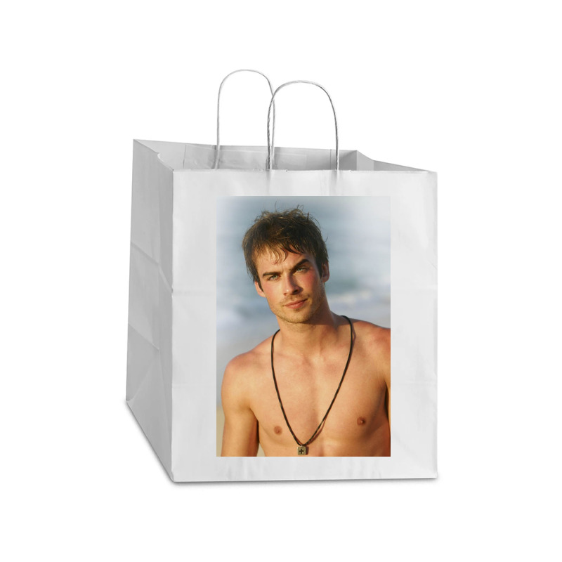 Ian Damon Shirtless Salvatore Take Out Paper Bag - 14 X 10 X 15 1/2 | Artistshot