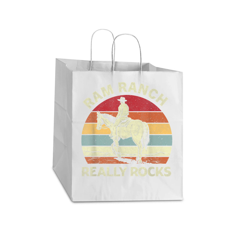 Ram Ranch Really Rock Vintage Western Rodeo Cowboy Horseback T Shirt Take Out Paper Bag - 14 X 10 X 15 1/2 | Artistshot