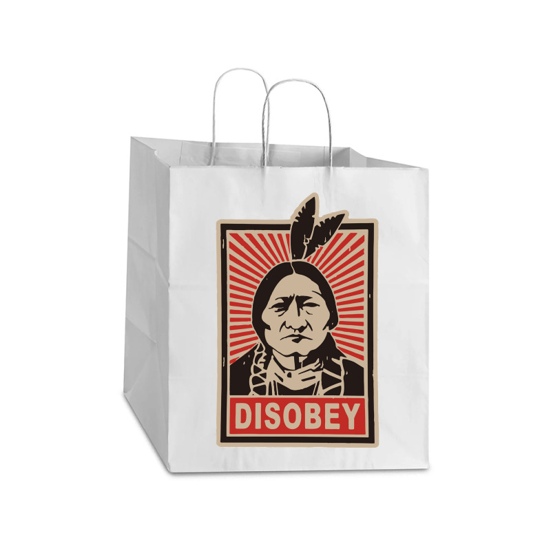 Disobeyy Native American Face Portraitt Anti Colonisation Mexico Usa P Take Out Paper Bag - 14 X 10 X 15 1/2 | Artistshot