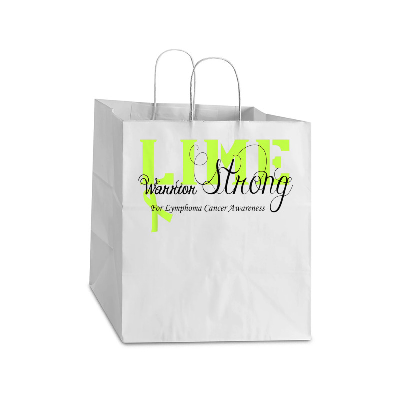 Lymphoma Cancer Lime Ribbon Strong Warrior Awareness Take Out Paper Bag - 14 X 10 X 15 1/2 | Artistshot