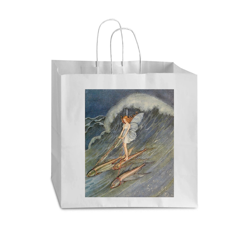 Flower Fairy On A Wave Vogue Paper Bag - 16 X 6 X 12 | Artistshot