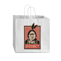 Disobeyy Native American Face Portraitt Anti Colonisation Mexico Usa P Vogue Paper Bag - 16 X 6 X 12 | Artistshot