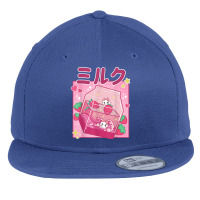 Funny Retro 90s Strawberry Milkshake Carton Kawaii Anime Cat T Shirt Flat Bill Snapback Cap | Artistshot